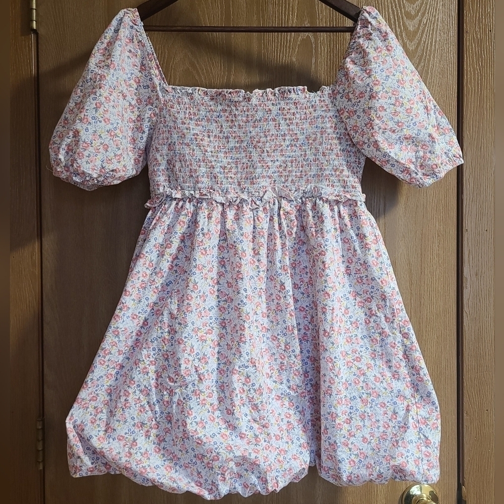 Arula Floral Babydoll Mini Puff Sleeve Dress